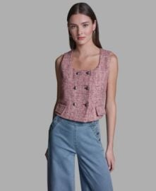 Women\'s Square Neck Double Breasted Vest at Macys