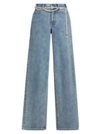Women\'s Staria Embellished Denim Wide-Leg Jeans - Bahama Blue - at Saks Fifth Avenue