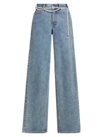 Women\'s Staria Embellished Denim Wide-Leg Jeans - Bahama Blue - at Saks Fifth Avenue