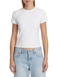 Women\'s Stretch-Cotton Baby Tee - White - at Saks Fifth Avenue