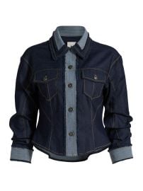 Women\'s Stretch-Cotton Contrast-Stitch Crop Jacket - Indigo - at Saks Fifth Avenue