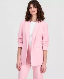 Women\'s Stretch Crepe Scrunch-Sleeve Open-Front Blazer at Macys