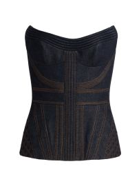 Women\'s Stretch Denim Strapless Corset Top - Night Sky - at Saks Fifth Avenue