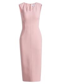 Women\'s Stretch-Wool V-Neck Sheath Midi-Dress - Quartz - at Saks Fifth Avenue
