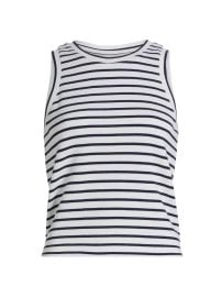 Women\'s Striped Cotton-Blend Tank Top - Optic White Navy - at Saks Fifth Avenue
