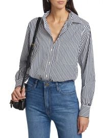 Women\'s Striped Cotton Oversized Pocket Shirt - Navy Multi - at Saks Fifth Avenue