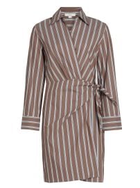 Women\'s Striped Cotton Wrap Minidress - Brown Multi - at Saks Fifth Avenue