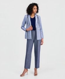 Women\'s Striped Open-Front Blazer & Wide-Leg Pants at Macys
