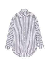 Women\'s Striped Rhinestone Shirt - White Blue - at Saks Fifth Avenue