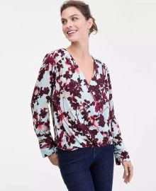 Women\'s Surplice Long-Sleeve Blouse, Exclusively at Macy\'s at Macys