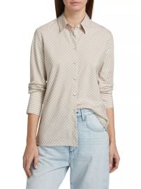 Women\'s Sylvia Striped Poplin Shirt - Tan Stripe - at Saks Fifth Avenue