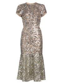 Women\'s Tahlia Floral Sequined Midi-Dress - Silver - at Saks Fifth Avenue