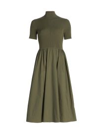 Women\'s Teresa Rib-Knit Cotton-Blend Midi-Dress - Fern - at Saks Fifth Avenue