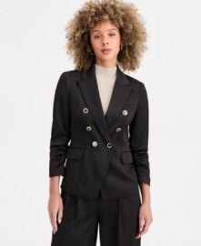 Women\'s Textured-Satin Faux-Double-Breasted Blazer at Macys