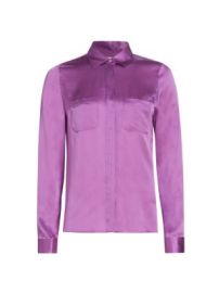 Women\'s Textured Silk Pocket Shirt - Orchid - at Saks Fifth Avenue