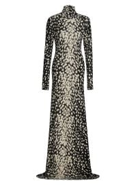 Women\'s The Camille Hand-Printed Cashmere Turtleneck Dress - Snow Leopard - at Saks Fifth Avenue
