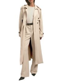 Women\'s The Charles Trench Coat - Warm Sand Pinstripe - at Saks Fifth Avenue