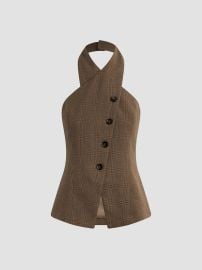 Women\'s The Crossover Glen Check Vest - Java Plaid - at Saks Fifth Avenue