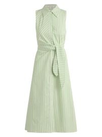 Women\'s The Good Behavior Button-Front Midi-Dress - Kiwi Ivory Stripe - at Saks Fifth Avenue