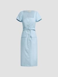 Women\'s The Mademoiselle Belted Cotton Midi-Dress - Sea Blue - at Saks Fifth Avenue