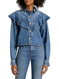 Women\'s The Mathilde Ruffled Denim Jacket - Danube - at Saks Fifth Avenue