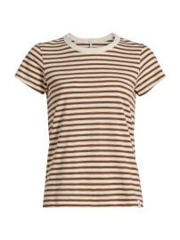 Women\'s The Slub Stripe T-Shirt - Warm Brown - at Saks Fifth Avenue
