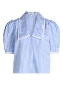 Women\'s The Stripe Cotton Sailor Blouse - Oxford Blue Multi - at Saks Fifth Avenue