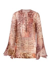Women\'s Thea Snake Silk Blouse - Peach Animal Print - at Saks Fifth Avenue