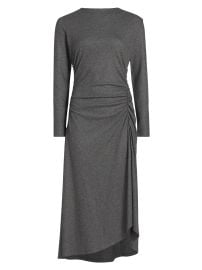 Women\'s Theodora Ruched Heathered Midi-Dress - Medium Heather Grey - at Saks Fifth Avenue