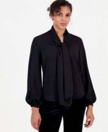 Women\'s Tie-Front Long Sleeve Blouse, Macy\'s Exclusive at Macys