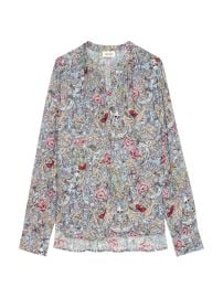 Women\'s Tink Floral-Print Long-Sleeve Blouse - Mist - at Saks Fifth Avenue