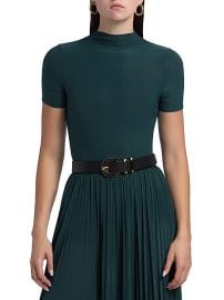 Women\\\'s Tommy Mock Turtleneck Bodysuit - Deep Teal - at Saks Fifth Avenue
