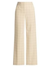 Women\'s Tonelli Windowpane Wide-Leg Pants - Ecru Deep Ochre - at Saks Fifth Avenue