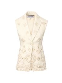Women\'s Townes Eyelet-Embroidered Tie-Waist Stretch-Cotton Vest - Dove - at Saks Fifth Avenue