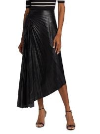 Women\'s Tracy Faux-Leather Pleated Maxi Skirt - Saddle - at Saks Fifth Avenue