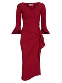 Women\'s Triwan Ruffle-Trim Slim-Fit Midi-Dress - Garnet - at Saks Fifth Avenue