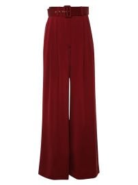 Women\'s Tuck Silk Belted Wide-Leg Pants - Garnet - at Saks Fifth Avenue