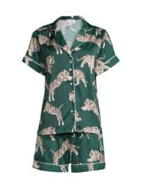 Women\'s Two-Piece Tiger Print Shorts Pajama Set - Emerald Green - at Saks Fifth Avenue