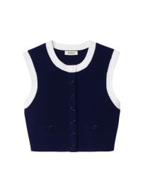 Women\'s Two-Tone Cropped Cardigan - Navy Blue - at Saks Fifth Avenue