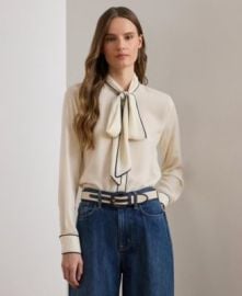 Women\'s Two-Tone Tie-Neck Top at Macys