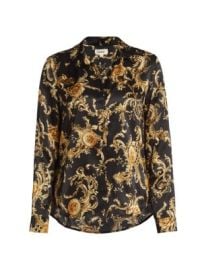 Women\'s Tyler Baroque Silk Blouse - Black Gold Barocco Swirl - at Saks Fifth Avenue