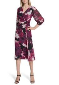 Women\'s V-Neck Floral Print Chiffon A-Line Dress at Belk