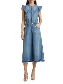 Women\'s Vayea Denim Midi-Dress - Lightusedblue - at Saks Fifth Avenue