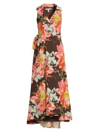 Women\'s Vela Floral V-Neck Shirtdress - Brown Vintage Floral - at Saks Fifth Avenue