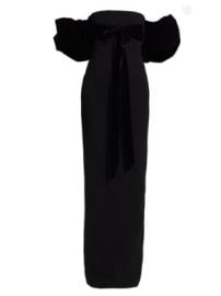 Women\'s Velvet Strapless Puff-Sleeve Column Gown - Black - at Saks Fifth Avenue