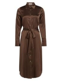 Women\'s Victoria Stretch Silk Tie-Waist Shirtdress - Desert Brown - at Saks Fifth Avenue