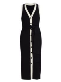 Women\'s Victoria Tipped Tie-Waist Midi-Dress - Jet Ivory - at Saks Fifth Avenue