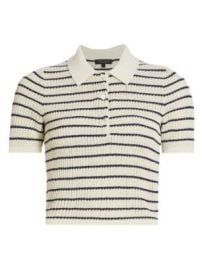 Women\'s Viola Stripe Crop Polo Shirt - Turtle Dove Multi - at Saks Fifth Avenue