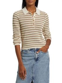 Women\'s Viola Striped Knit Polo Top - Ivory Multi - at Saks Fifth Avenue