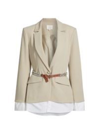 Women\'s Vittoria Belted Jacket - Khaki White - at Saks Fifth Avenue